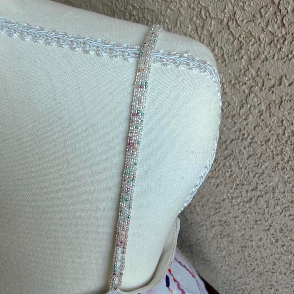 Eva Blue white beaded dress with adjustable straps - Picture 5 of 8